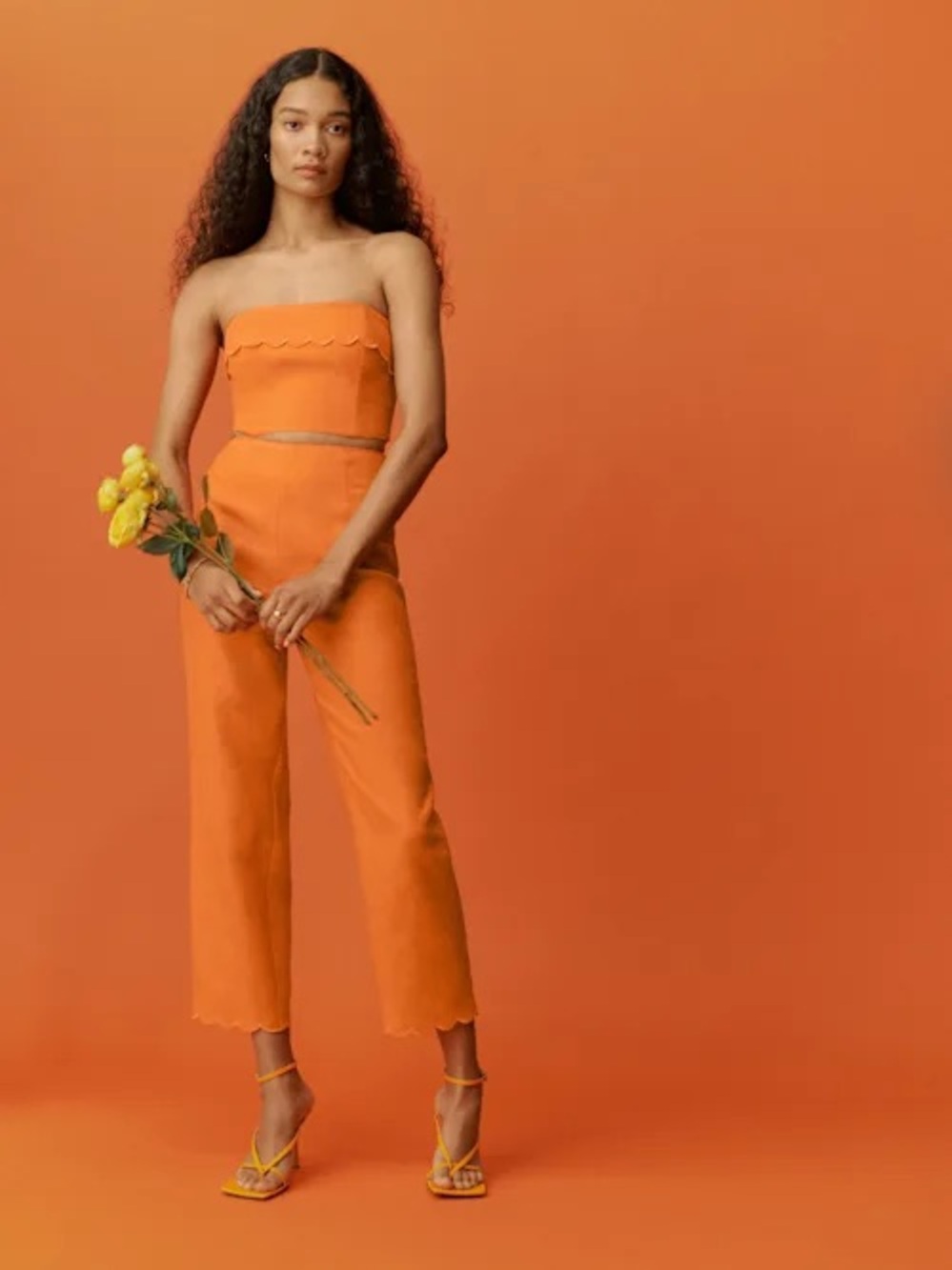 Reformation Orange Cropped High-Rise Straight Pants